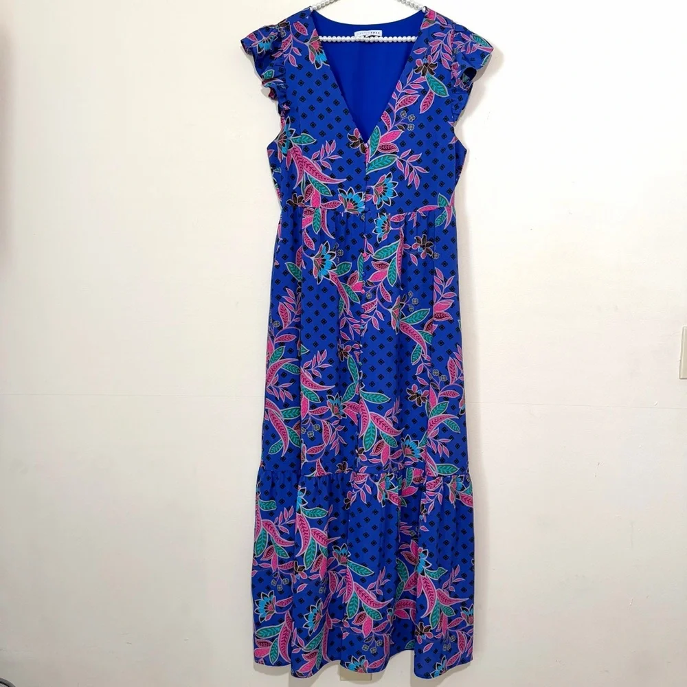 ❌SOLD❌Baltic Born Indigo Print Biscayne Blue & Pink Maxi Dress SIZE XL - Picture 3 of 8